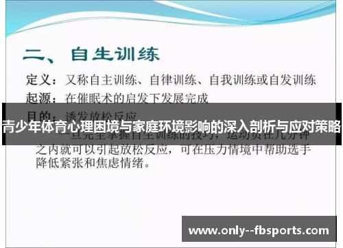 青少年体育心理困境与家庭环境影响的深入剖析与应对策略
